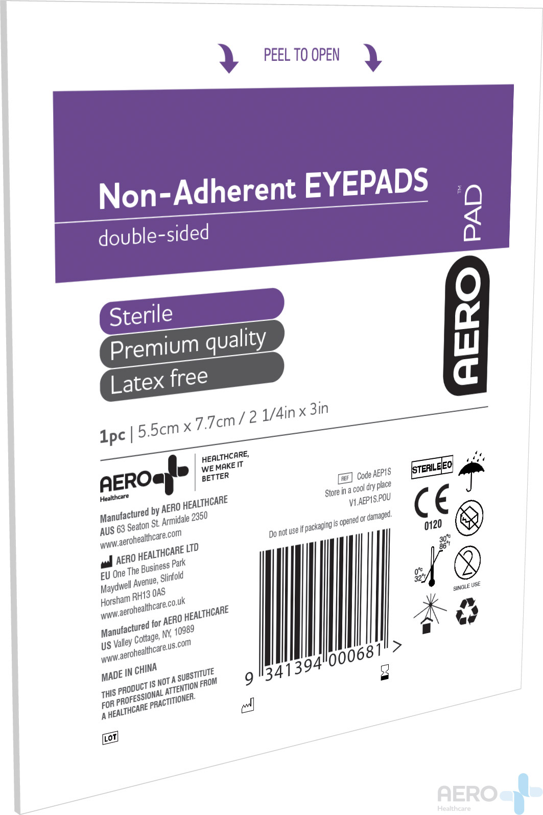 AEROPAD Non-Adherent Eye Pads 5.5cm x 7.7cm